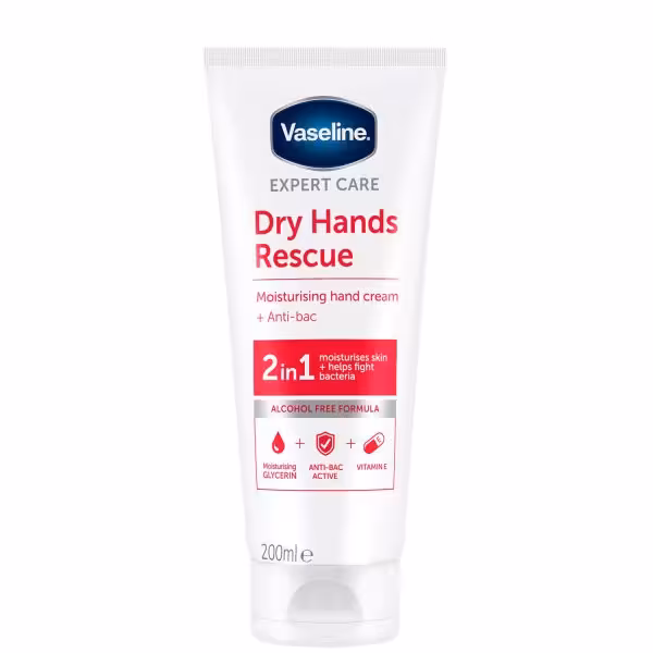 کرم دست وازلین مدل dry hands rescue ( مخصوص پوست های خیلی خشک و ضد باکتری ) حجم 200 میل ساخت آلمان