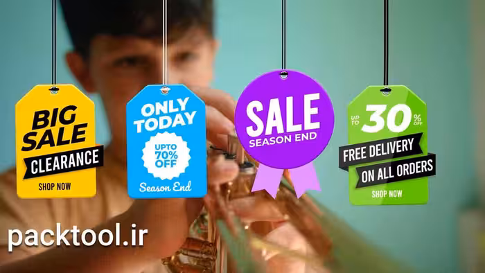دانلود پروژه آماده برچسب فروش آویزان افتر افکت Hanging Sale Tags - پک تول