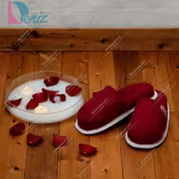 دمپایی حوله ای طرح کرالیچ رنگ زرشکی