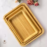 سینی مستطیل لبه دار بدون دسته از جنس بامبو