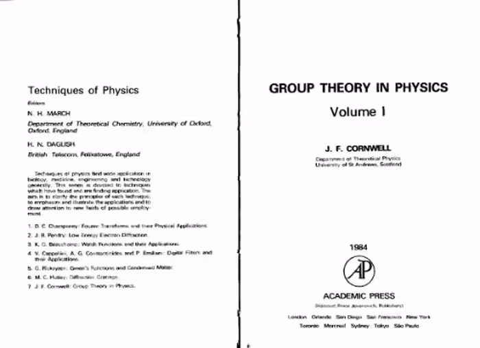 خرید و دانلود نسخه کامل کتاب Group Theory in Physics, Vol. 1 (Techniques of Physics Series)