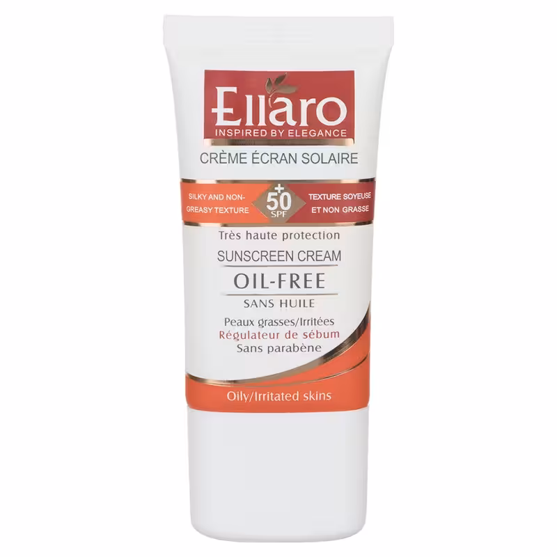 کرم ضد آفتاب بدون رنگ و بدون چربی SPF50  الارو مناسب پوست چرب 40 میلی لیتر