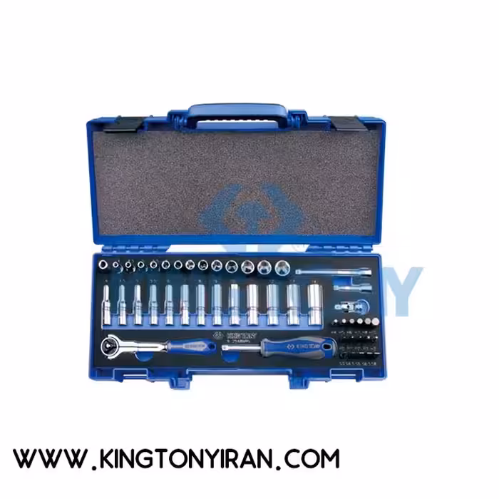 جعبه بکس 1/4 درایو کوتاه و بلند با بیت 48 عددی 6 گوش جعبه فایبر گلاس کینگ تونی