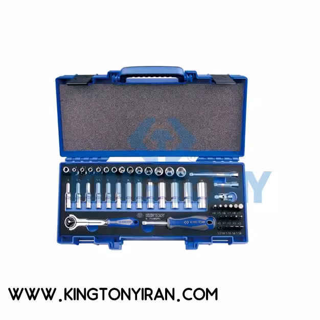 جعبه بکس 1/4 درایو کوتاه و بلند با بیت 48 عددی 6 گوش جعبه فایبر گلاس کینگ تونی