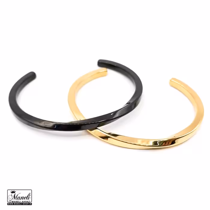 بنگل مردانه یا زنانه ساده و شیک | رنگ طلایی، مشکی و نقره ای | استیل 14030720