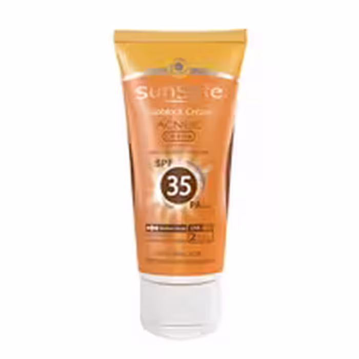 کرم ضدآفتاب فاقدچربی SPF35 سان‌سیف رنگی بژروشن حجم 50 میلی‌لیتر