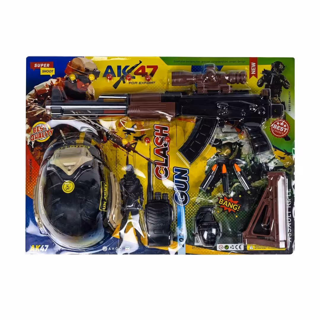 مجموعه کلاش دوربین دار و کلاه جنگی آهوتویز