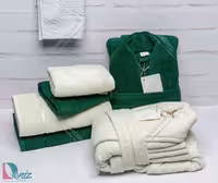 حوله ست دو نفره طرح ماکرو رنگ کاهویی و یشمی