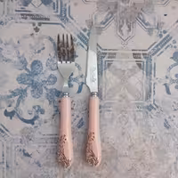 کارد و چنگال میوه بلر مدل سرامیکی – رنگ صورتی