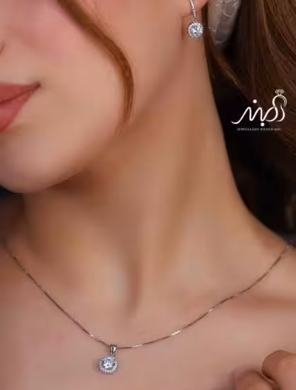 💍نیم ست جواهری(آويز و گوشواره) خاص و زیبا ، نقره عیار 925( N_4356)