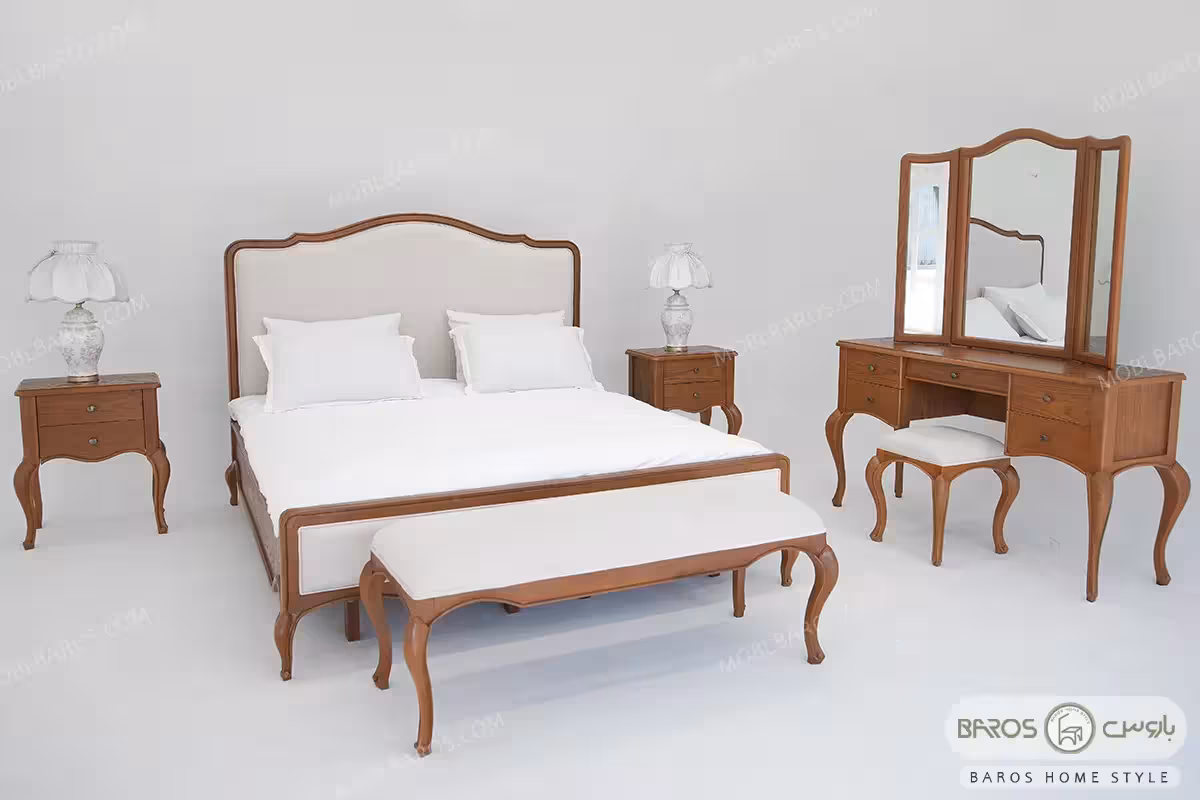 سرویس خواب دو نفره چوبی شاین