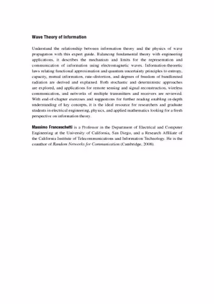 خرید و دانلود نسخه کامل کتاب Wave Theory of Information