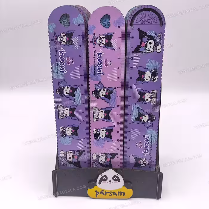 خط کش چوبی استندی سری کرومی (نقاله دار)