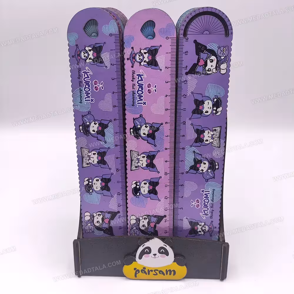 خط کش چوبی استندی سری کرومی (نقاله دار)