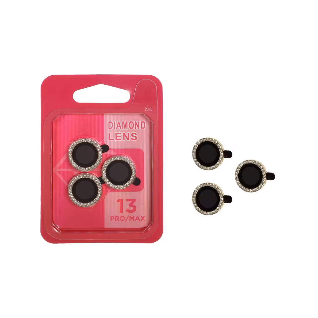 محافظ لنز رینگی اورجینال نگین دار Apple iPhone 13 Pro / 13 Pro Max - طلایی (پک دار)