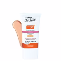 کرم ضد آفتاب فاربن با SPF 50، مناسب پوست چرب، رنگ روشن