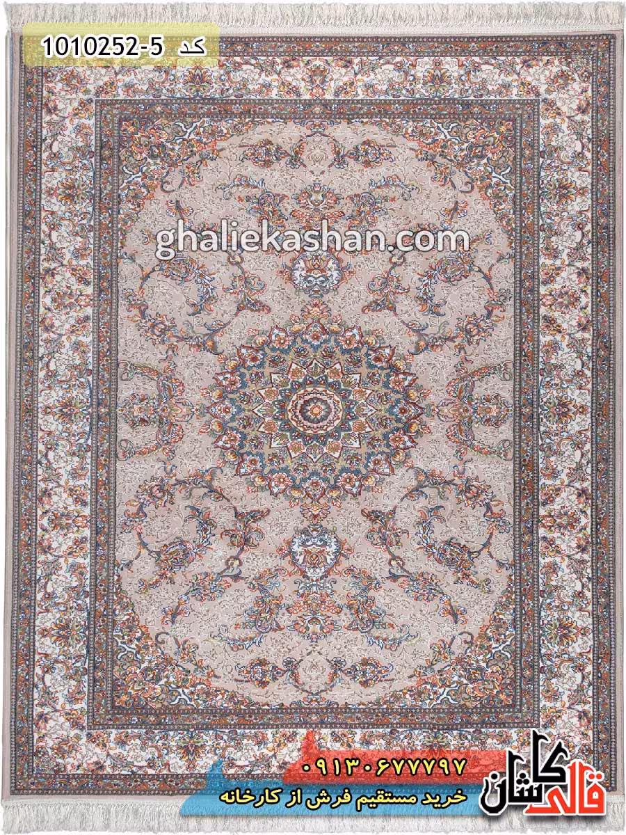 فرش 700 شانه طرح بهاره زمینه فیلی محتشم کاشان – گل برجسته