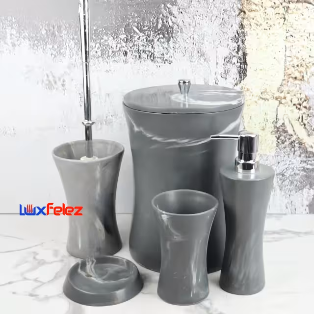 ست سرویس بهداشتی رزین راحیل کد 419 پنج پارچه