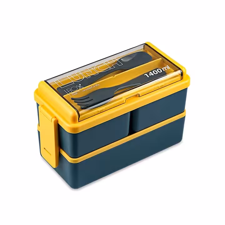 ظرف غذا 1400میل دو طبقه پلاستیکی lunch box