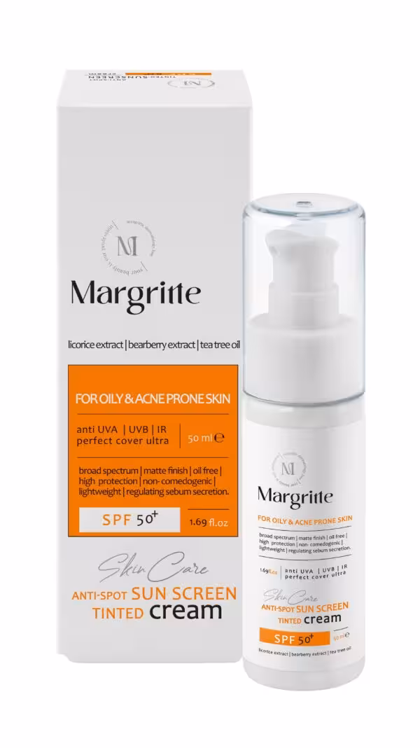 کرم ضدآفتاب و روشن کننده (بژ طبیعی) حجم 50 میلی لیتر SPF 50  مارگریت