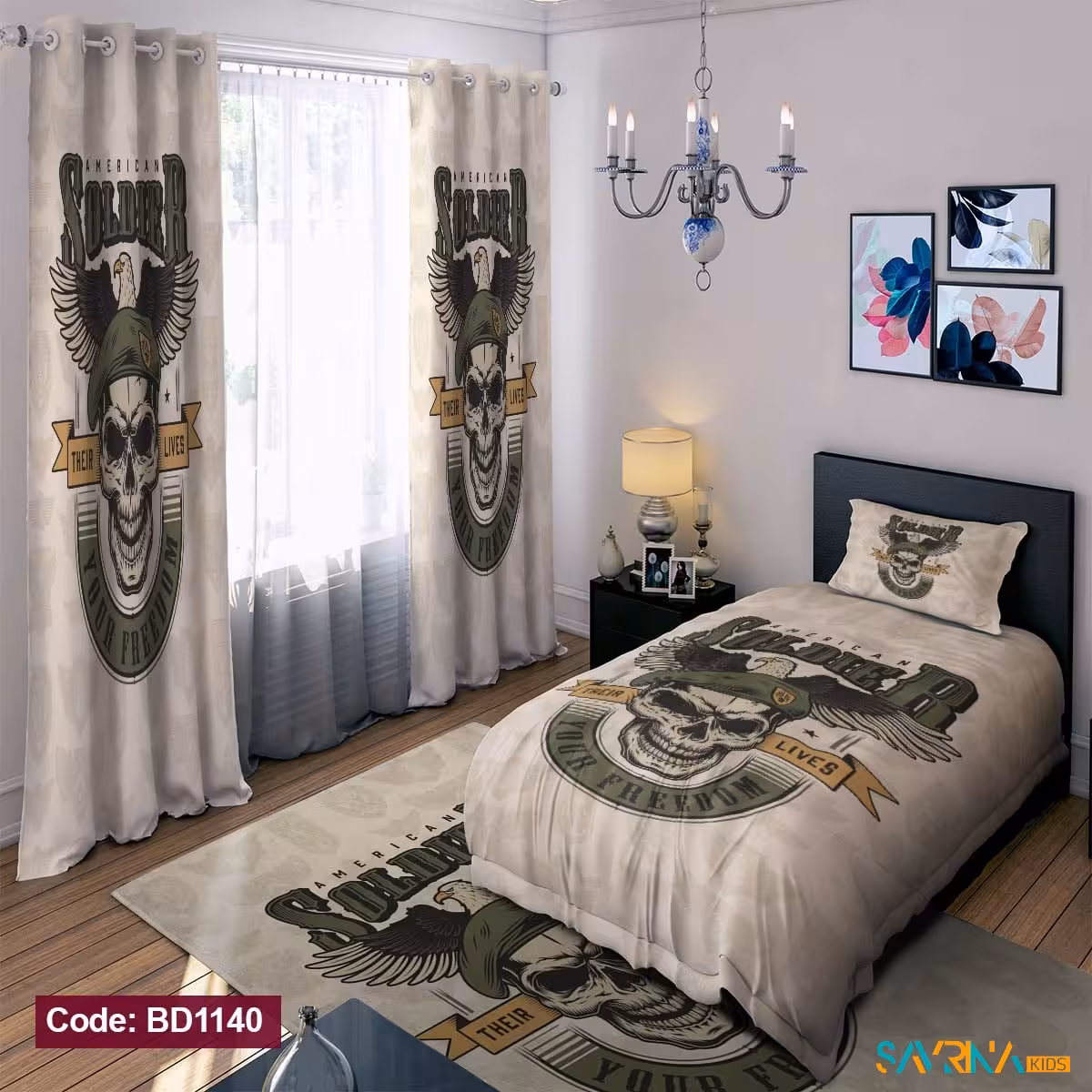 ست اتاق خواب پسرانه طرح جمجمه کد BD1140