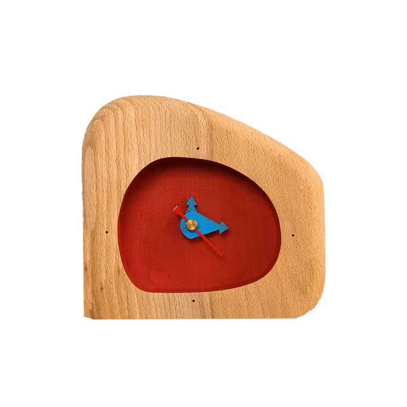 ساعت رومیزی چوبی (دفرمه) قرمز