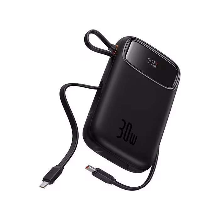 پاوربانک بیسوس مدل Qpow2 DualCable با ظرفیت 20000 میلی‌آمپر ساعت با توان 30W