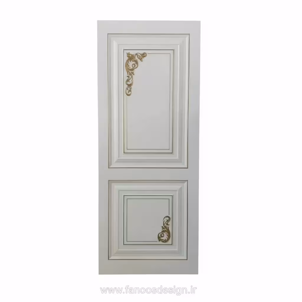 درب MDF سفید کلاسیک با طرح طلایی کد 30238