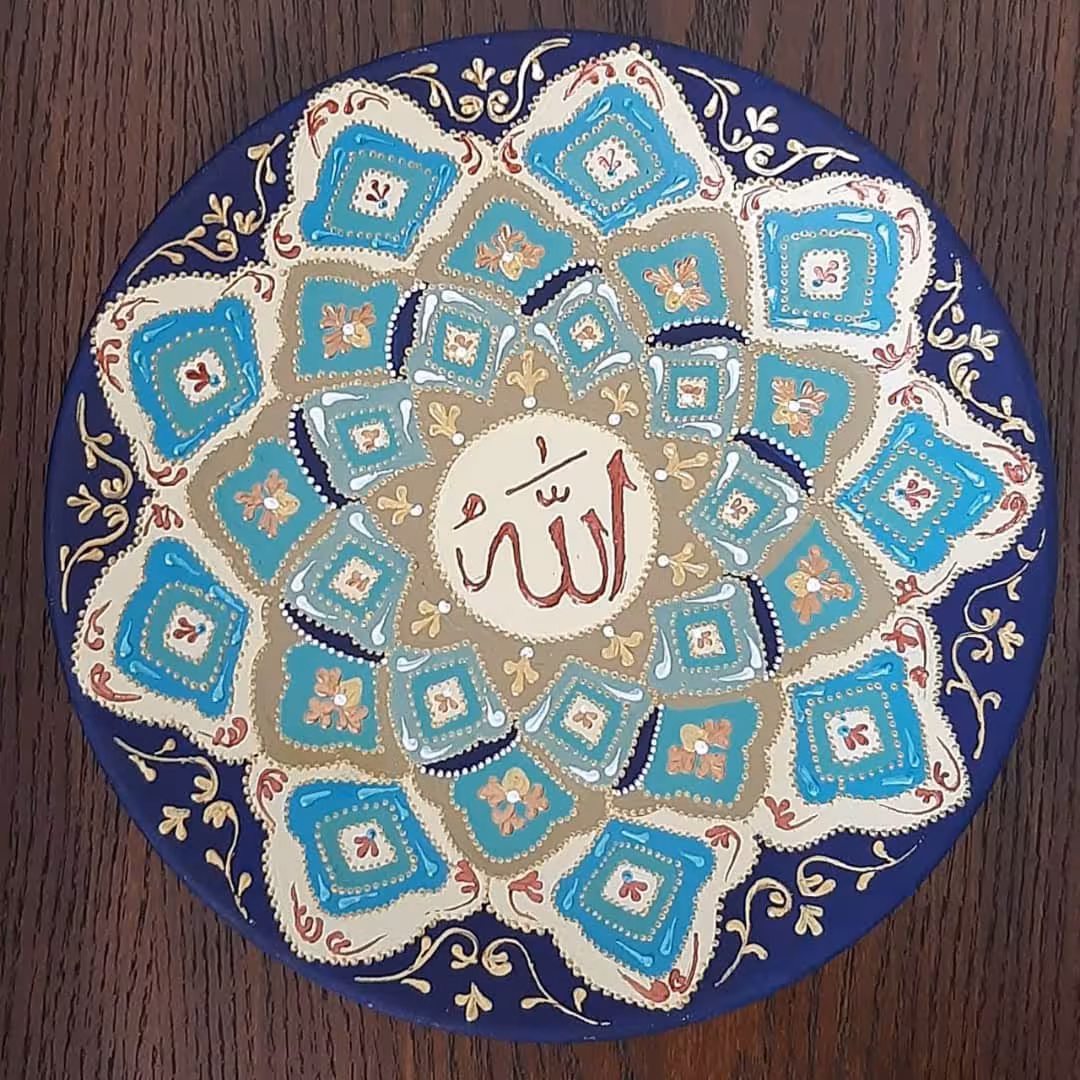 بشقاب دیوارکوب نقطه کوبی سفالی کد 101215