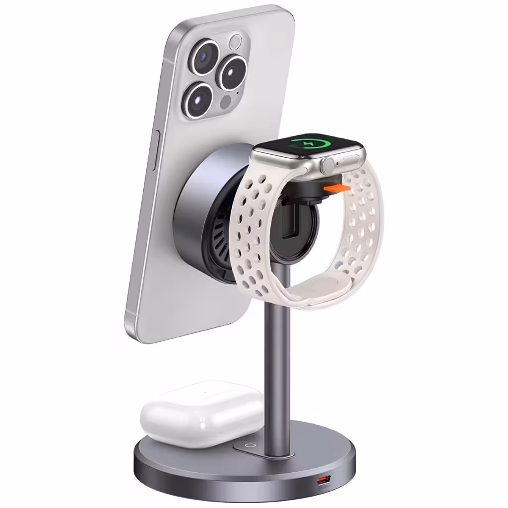 شارژر وایرلس سه کاره مک دودو Mcdodo MagQ Qi2 Magnetic Wireless Charging Station CH-2462