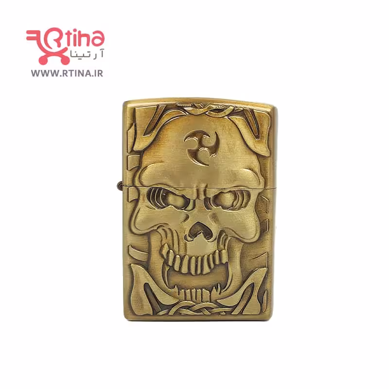 فندک جیبی فلزی طرح جمجمه (بنزینی و قابل شارژ)