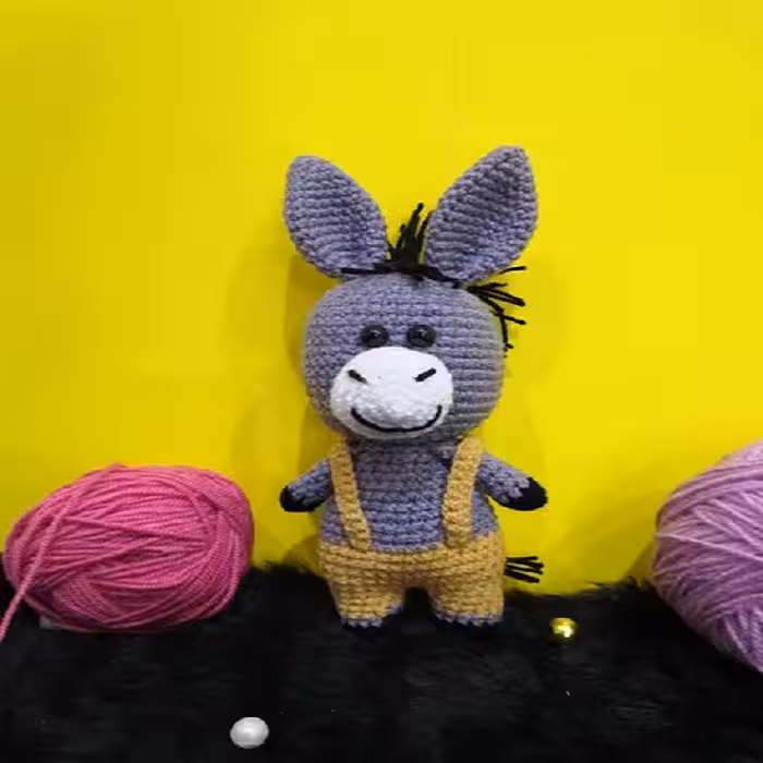 عروسک بافتنی مدل خانواده الاغ مجموعه 3 عددی