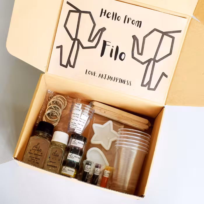 بسته کار با رزین اپوکسی فیلو باکس مدل جاکلیدی مجموعه 16 عددی