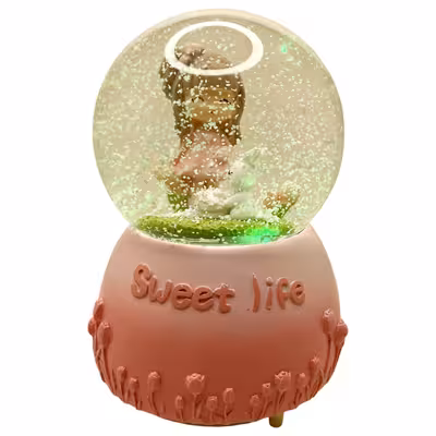 گوی موزیکال مدل پمپی Sweet Life طرح دختر مهربون و خرگوش کوچولو کد PB8