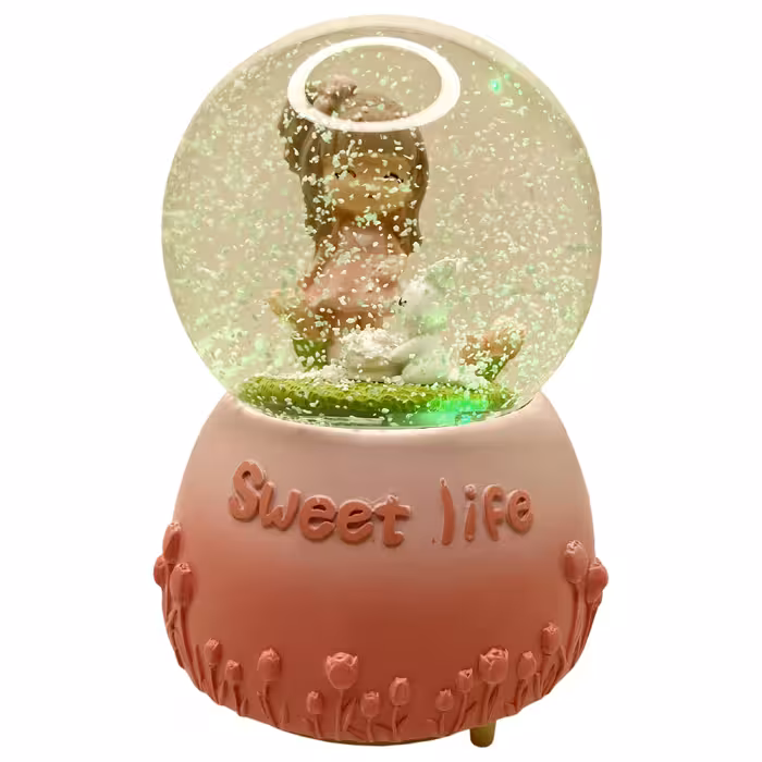 گوی موزیکال مدل پمپی Sweet Life طرح دختر مهربون و خرگوش کوچولو کد PB8