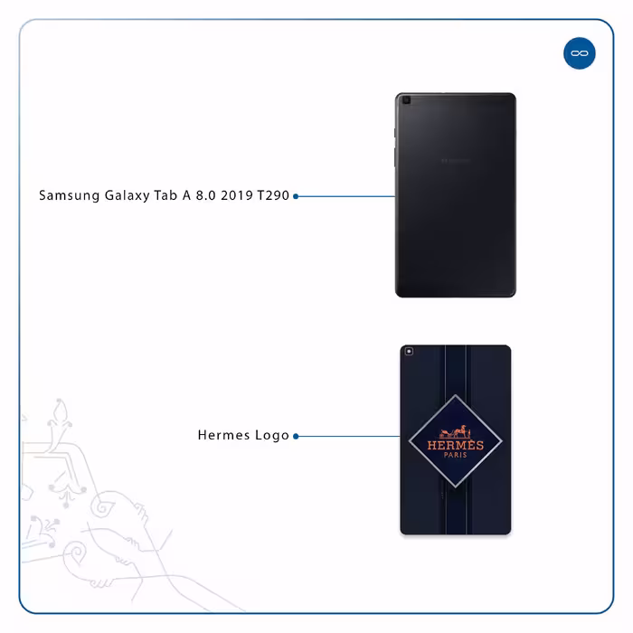 برچسب پوششی ماهوت مدل Hermes-Logo مناسب برای تبلت سامسونگ Galaxy Tab A 8.0 2019 T290