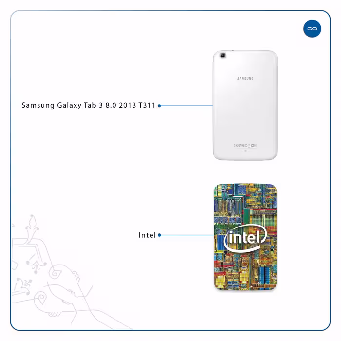 برچسب پوششی ماهوت مدل Intel Brand مناسب برای تبلت سامسونگ Galaxy Tab 3 8.0 2013 T311