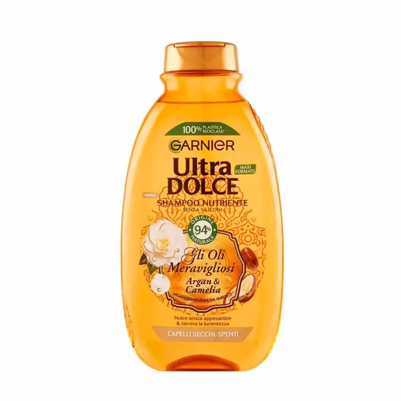 شامپو مو روغن آرگان و گل کامیلا گارنیر Garnier مدل Ultra Dolce حجم 300ml
