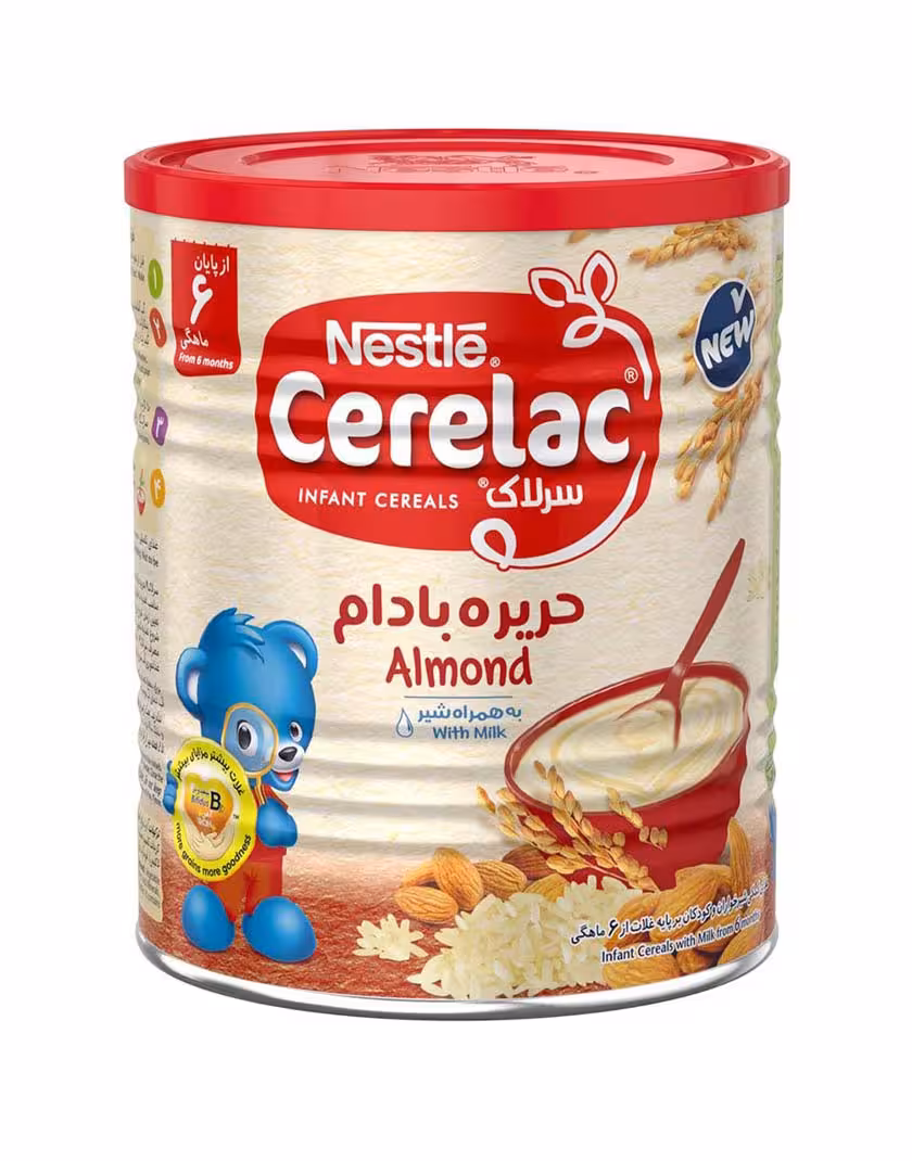 سرلاک حریره بادام به همراه شیر 400 گرم نستله مناسب کودکان از پایان 6 ماهگی