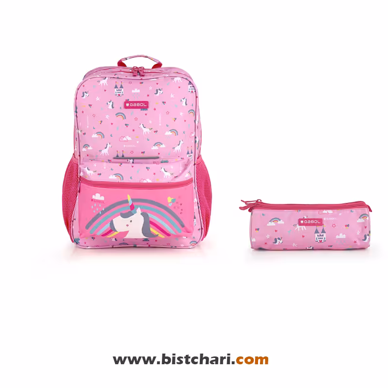 ست کوله پشتی سایز 32 و جامدادی مدل Rainbow برند گابل Gabol