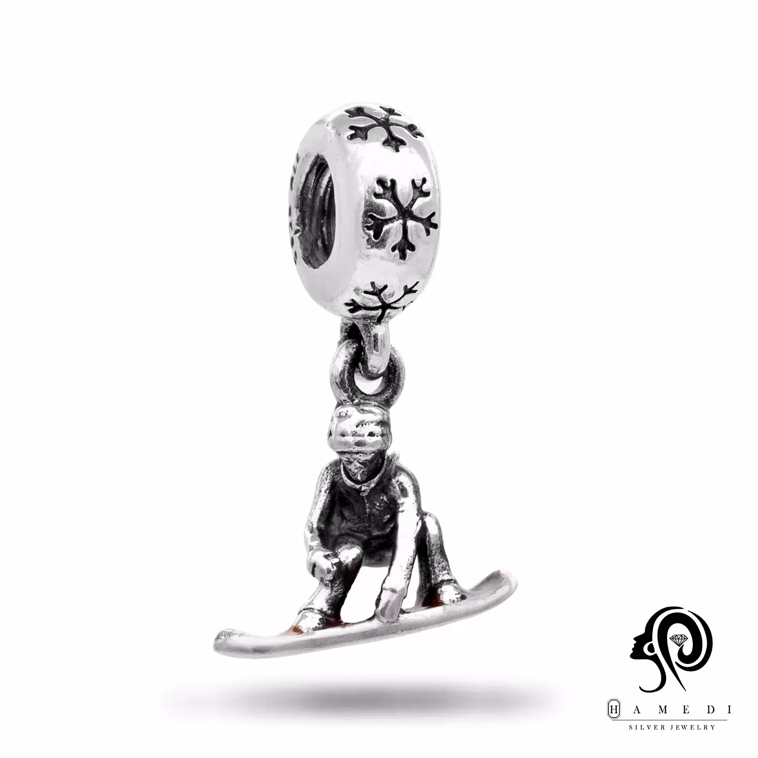 آویز پاندورا نقره اسکی روی برف مدل PCA 6