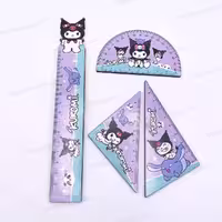 ست 4 تکه چوبی تحریر کرومی (خط کش – گونیا – نقاله)