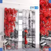 پرده تصویری طرح چتر قرمز برند پرنا