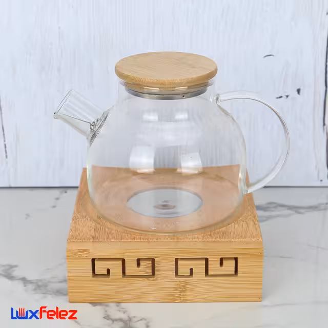 قوری پیرکس پایه وارمر دار