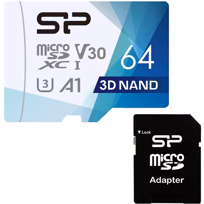 کارت حافظه microSDXC سیلیکون پاور مدل Superior Pro کلاس 10 استاندارد UHS-I U3 سرعت 100MBps ظرفیت 64 گیگابایت به همراه آداپتور SD