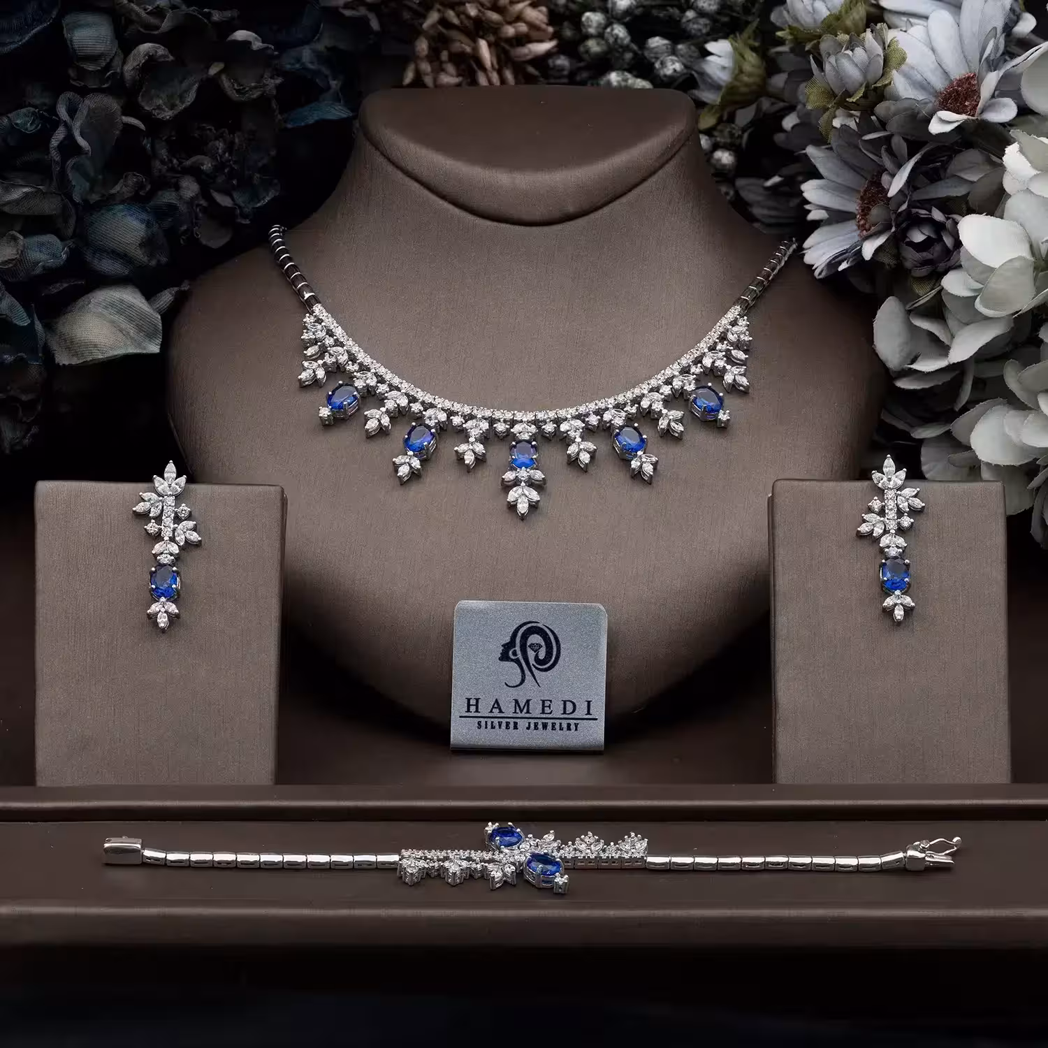 سرویس نقره زنانه جواهری لوکس مدل SIL R8