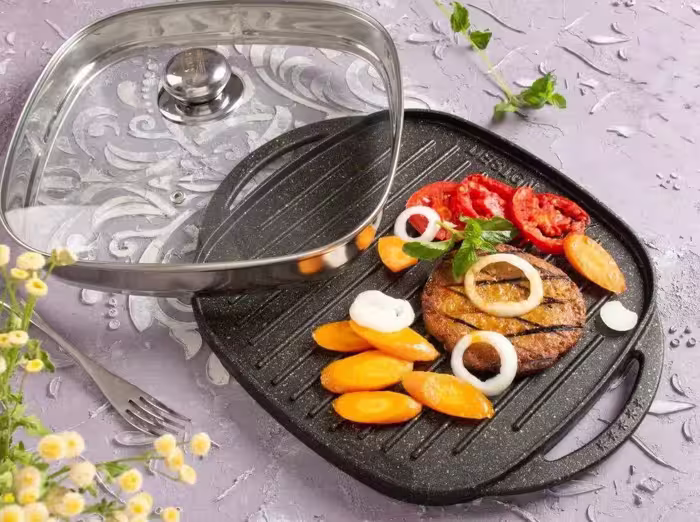 تابه گریل چدنی مربع درب دار ریور کد 8684