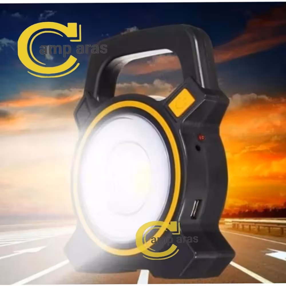 چراغ قوه شارژی خورشیدی مدل COB WORK JY-819 پاوربانک دار - کمپ آراس