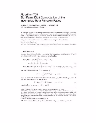 خرید و دانلود نسخه کامل کتاب Algorithm 708, incomplete beta function ratios