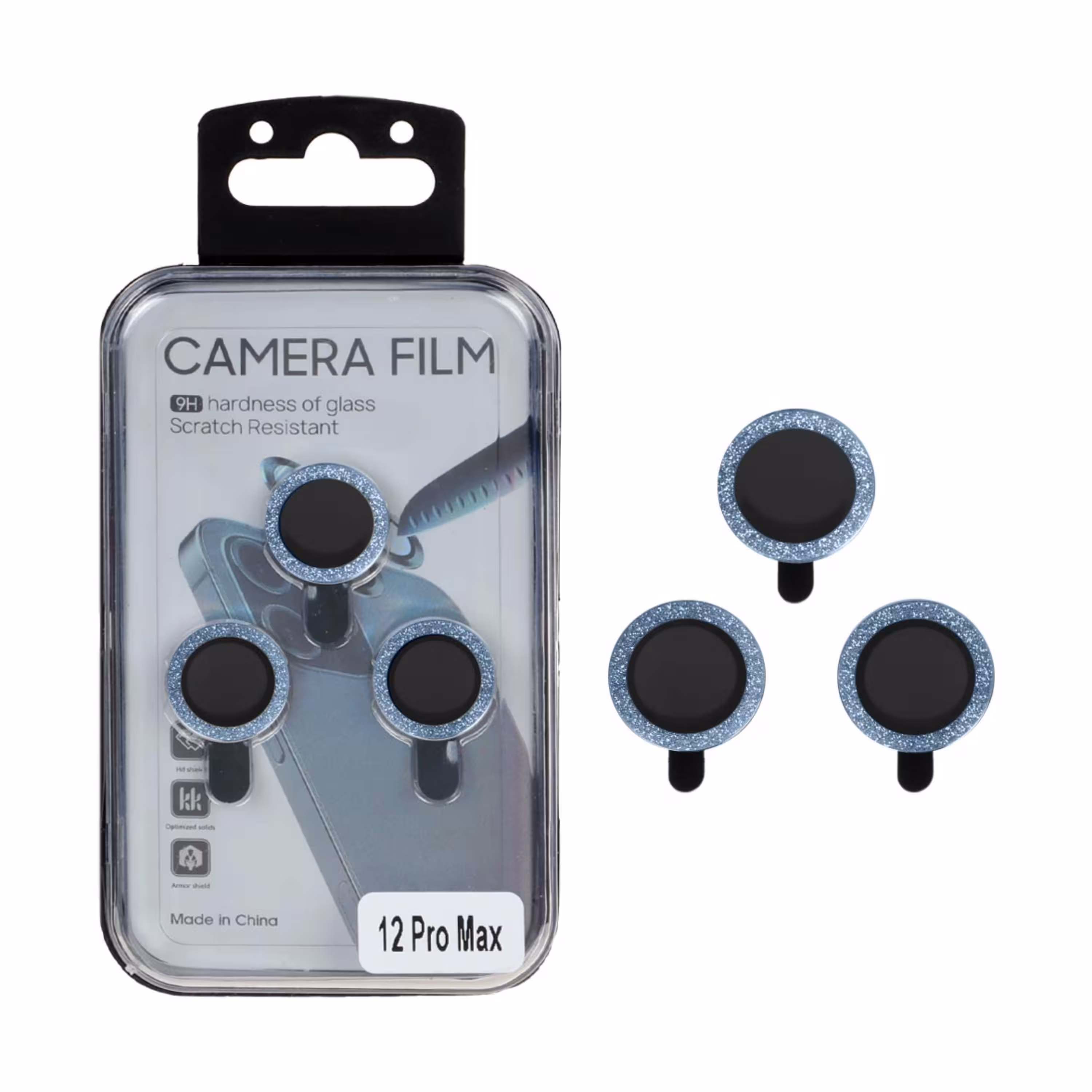 محافظ لنز رینگی اکلیلی سوارسکی اورجینال iPhone 12 Pro Max - آبی